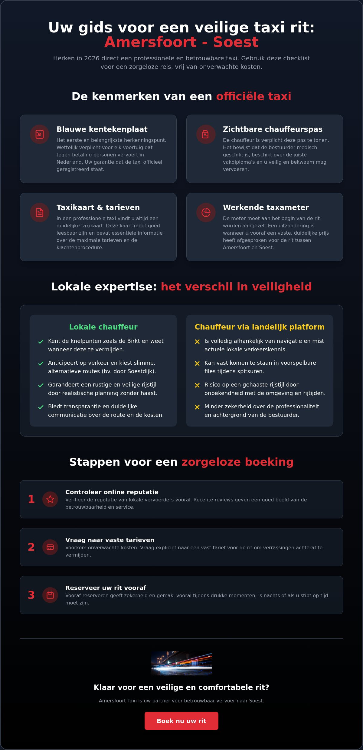 Taxi Amersfoort Soest: checklist voor veilig en betrouwbaar vervoer in 2026